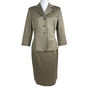 Tahari ASL Women’s NWT Teak Tan Spencerville Career Blazer Skirt Suit 10/C39/W31